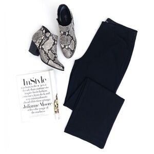 EILEEN FISHER . Black Milano Viscose Knit Wide Leg Pants